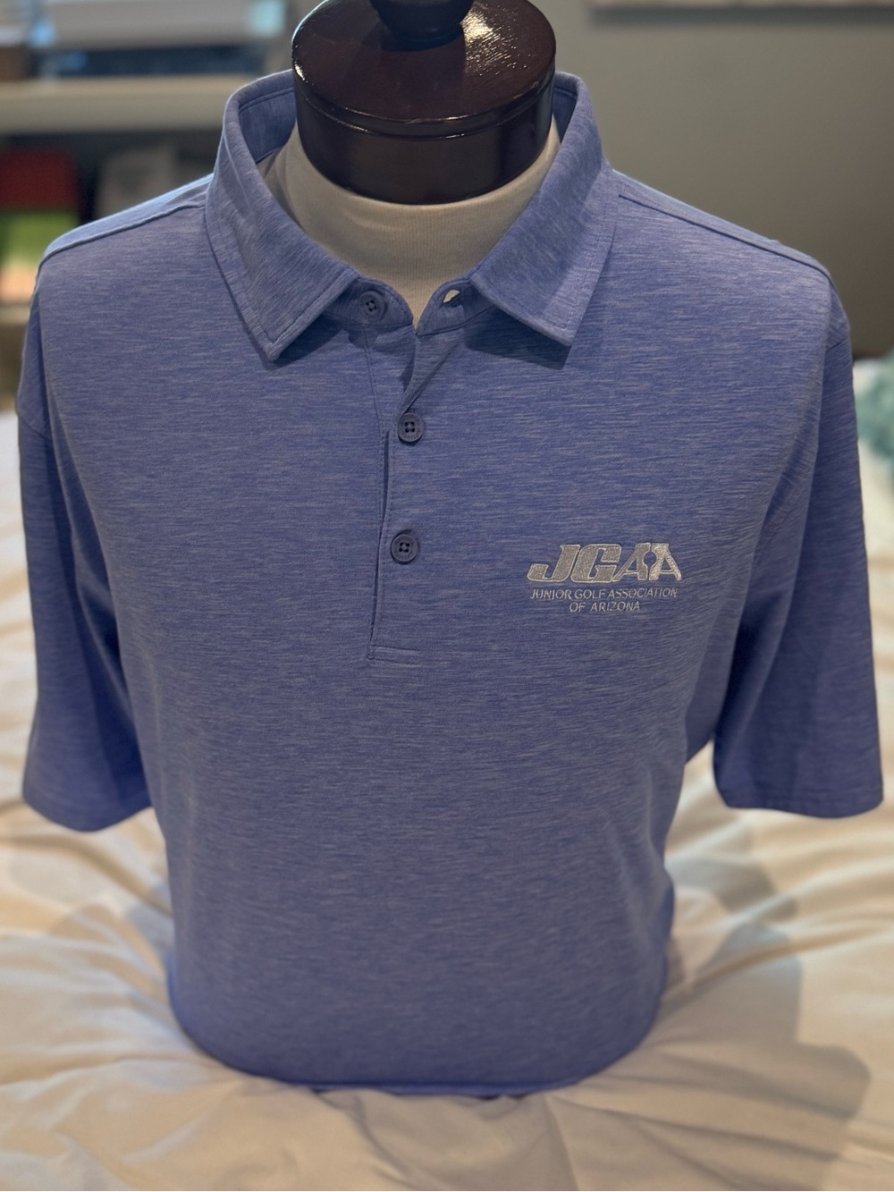 Antigua Men's Light Heather Blue Polo with Logo
